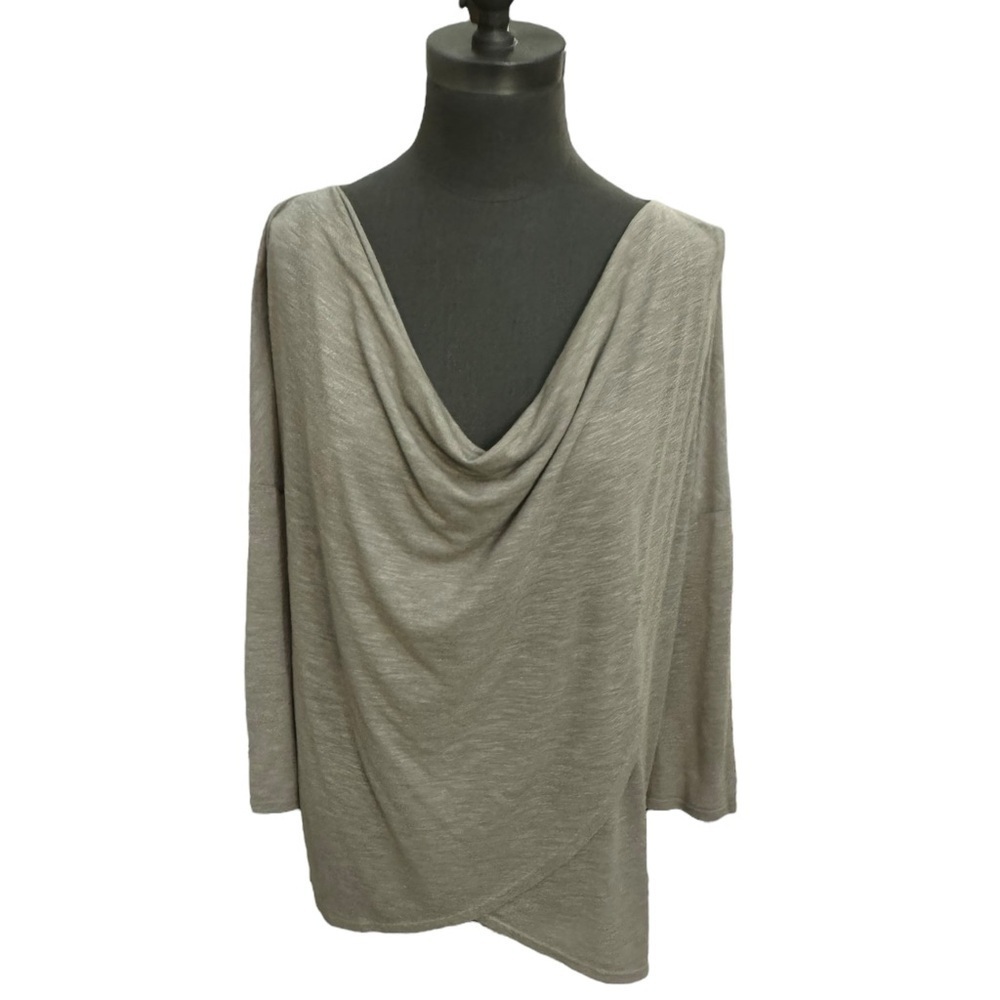 Michael Stars Gray Cowl Neck Dolman Sleeve Wrap Top OS